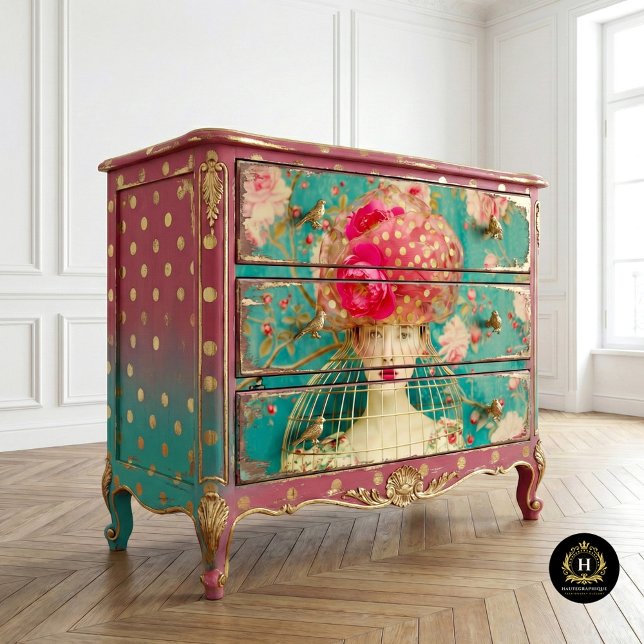 Papel De Seda Bolinhas Rosa Dourada Quente-Quadrado (Criador carregado)