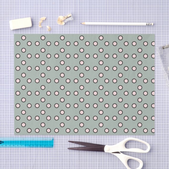 Papel De Seda Bolinhas verdes e rosa pálido (Arte )
