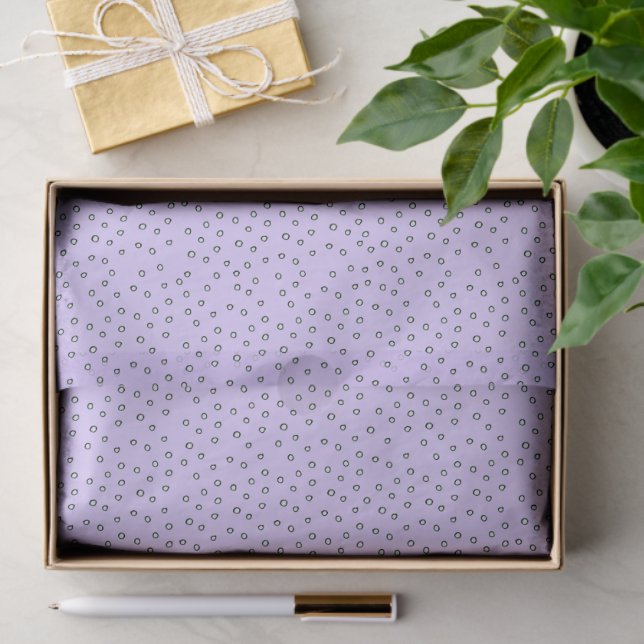 Papel De Seda Bolinhas verdes simples com fundo roxo (Presente)