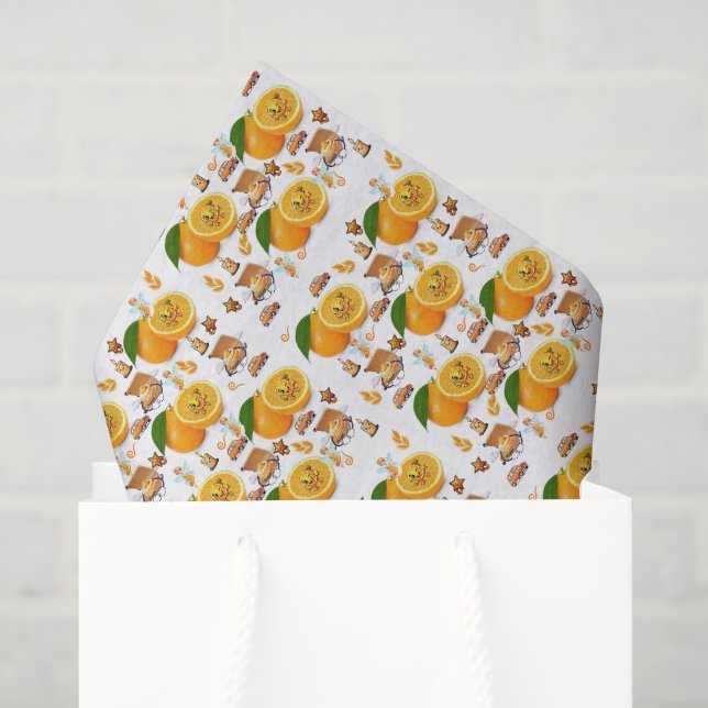 Papel de Seda Bolo de Aniversário Laranja Fada  (Sacola de presentes)