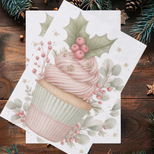 Papel De Seda Bolo de Natal com Estilo Festivo e Vintage