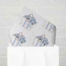 Bolsa Tote com Listras Azuis Costeiras e Hortênsia