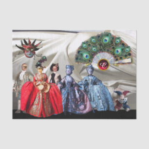 Papel De Seda BOMBAS ANTIGAS ITALIANAS, MASCARADA MÁSCARAS branc