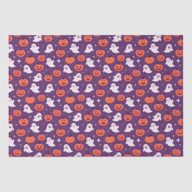 Papel De Seda Bombas de halloween e fantasmas (Frente )