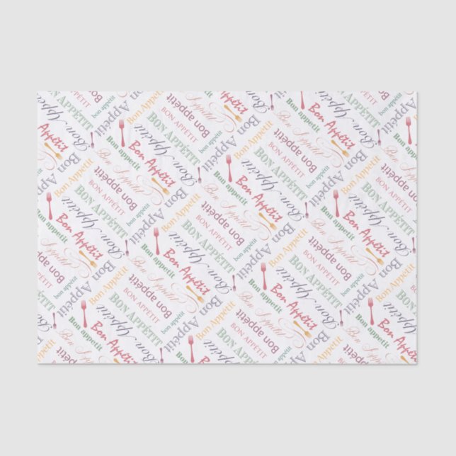 Papel De Seda Bon Appetit do teste padrão do gourmet do amante (Frente )