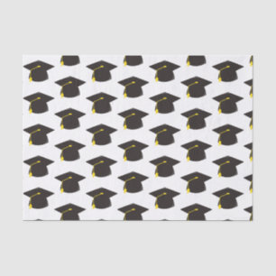 Papel De Seda Boné de formatura preto com presente de fundo bran