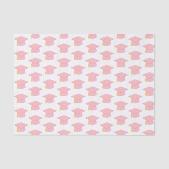 Papel De Seda Boné de formatura rosa com presente de fundo branc (Frente )