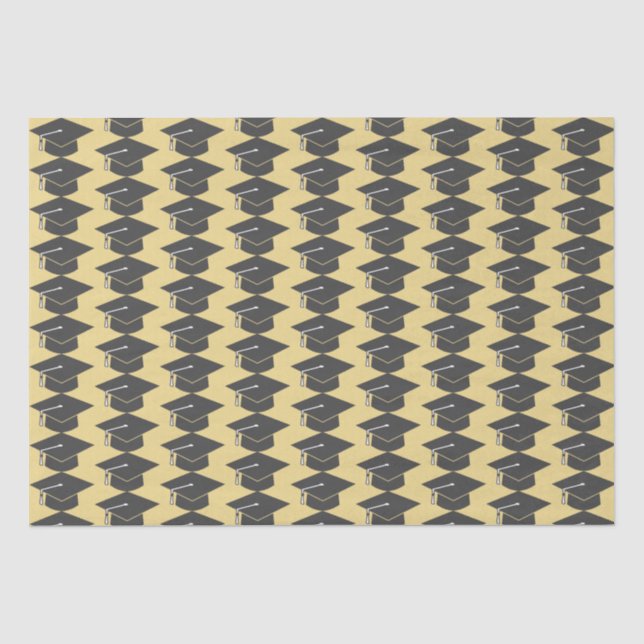Papel De Seda Boné Preto de Graduação em Fundo Dourado (Frente )