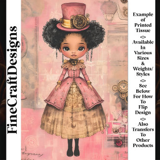 Papel De Seda Boneca Chic Afro-Americana, Decoupagem AM9 Rosa