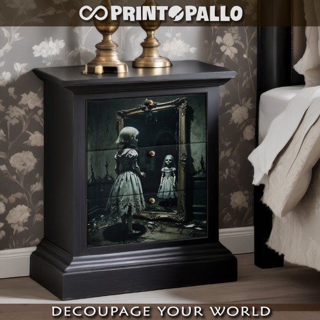 Papel De Seda Boneca fantasma gótica num espelho amaldiçoado (Criador carregado)
