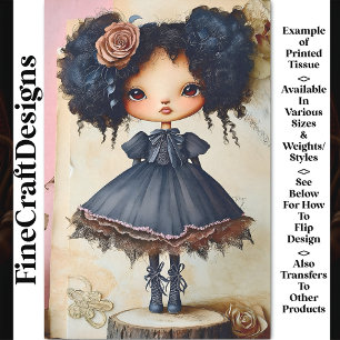 Papel De Seda Boneca Gótica Shabby Chic, Decoupagem AU5 Raça Mis