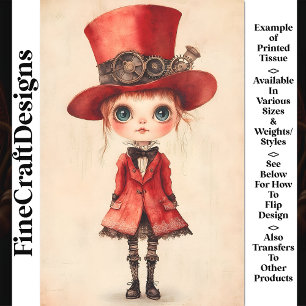 Papel De Seda Boneca Steampunk de Olhos Esbugalhados, Decoupagem