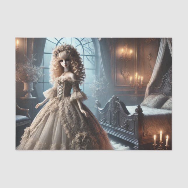 Papel De Seda Boneca Vitoriana Gótica - Escuro Encantado (Frente )