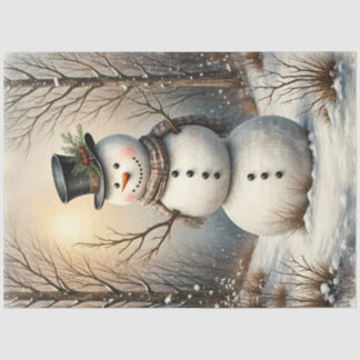 Papel De Seda Boneco de Neve Clássico no Inverno | Natal Vintage