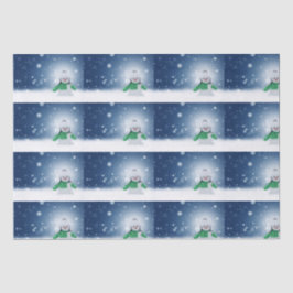 Papel De Seda Boneco de neve com um cachecol verde