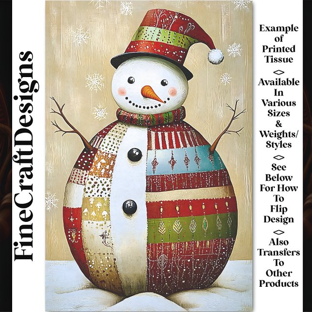 Papel De Seda Boneco de Neve Patchwork Vibrante Moderno BA8 Deco (Criador carregado)