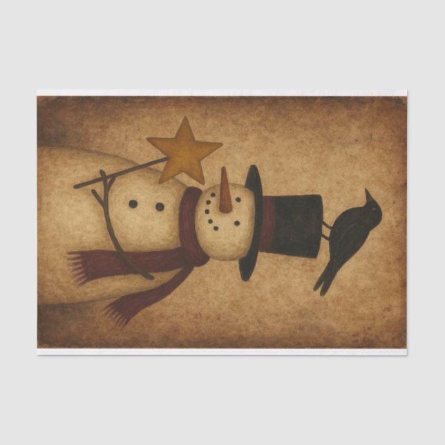 Papel De Seda Boneco de Neve Prim e Corvo (Frente )