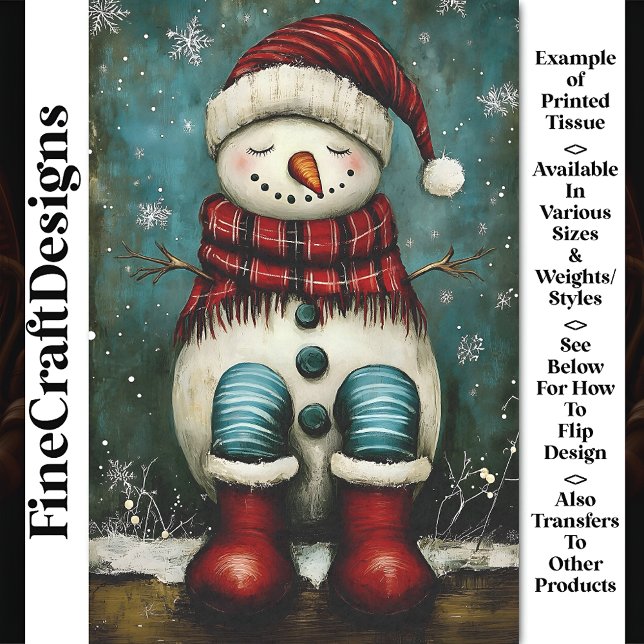 Papel De Seda Boneco de Neve Rústico Adormecido Incomum Fofo Dec (Criador carregado)