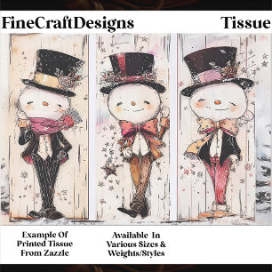 Papel De Seda Boneco de Neve Vintage Caprichoso, Decoupagem F9 d