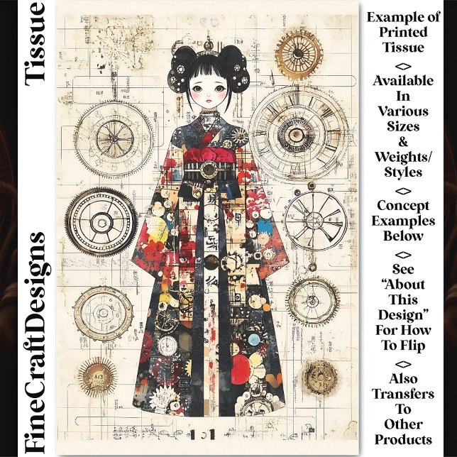 Papel De Seda Bonecos Clockpunk Asiáticos em Desligamento Kimono (Criador carregado)