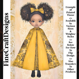 Papel De Seda Bonita Doll Americana Africana, Amarela AM8 Decoup