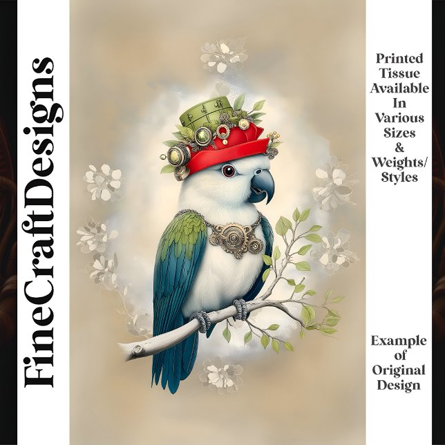 Papel De Seda Bonita Fantasy Steampunk Parrot Hat J6R Decoupage (Criador carregado)