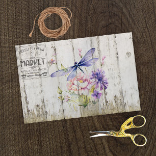 Papel De Seda Bonita Lavanda Dragonfly Florals