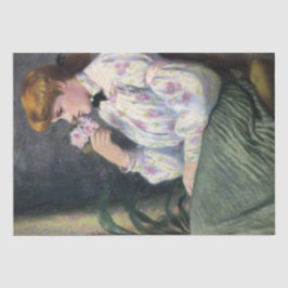 Papel De Seda Bonita Mulher Cheirando Cheiro de Flores (Reverifi