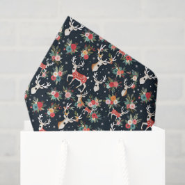 Papel De Seda Bonita Reindeer Floral de Natal