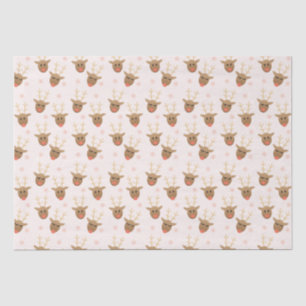 Papel De Seda Bonita Reindeer Padrão Flocos de Neve Laranja