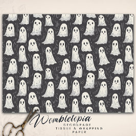 Papel De Seda Bonita Vintage Fantasma o Dia das Bruxas Negro e B