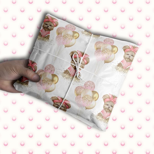 Papel De Seda Bonita Yorkie - Festa de aniversário de Balões de  (Criador carregado)