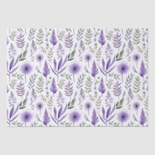 Papel De Seda Bonito Aquarela Lavanda Floral Puro Botânica