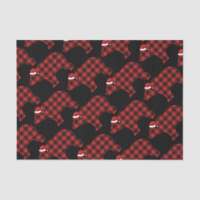Papel De Seda Bonito Bear Silhouette Natal Padrão (Frente )