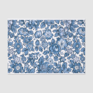 Papel De Seda Bonito Boho Blue e White Floral