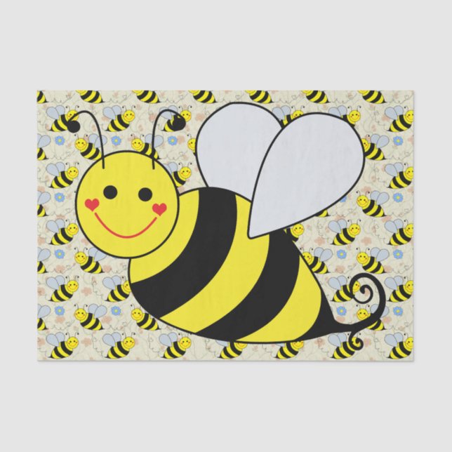 Papel De Seda Bonito Bumble a abelha com teste padrão (Frente )