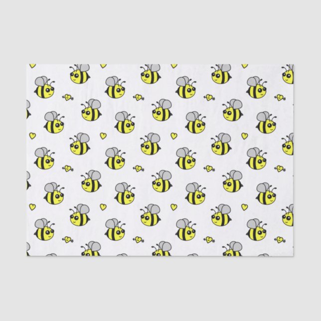 Papel De Seda Bonito Bumble o branco do teste padrão da abelha (Frente )