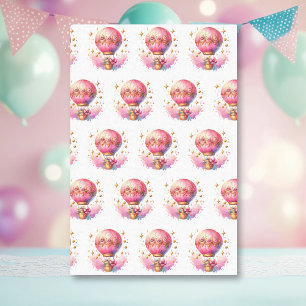 Papel De Seda Bonito, cor-de-rosa e Dourados, balões de ar quent