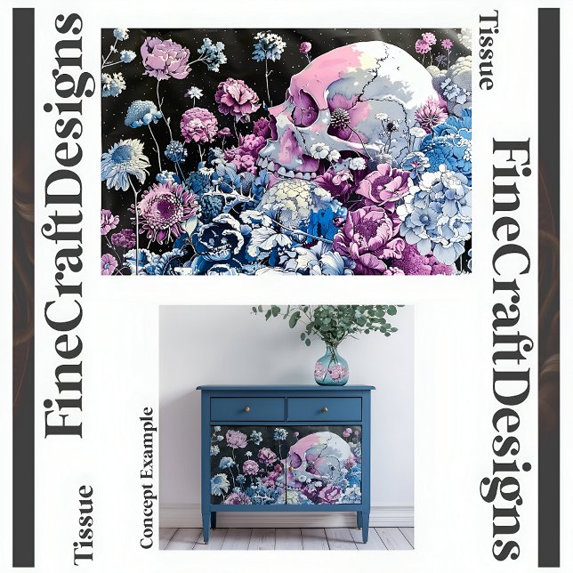 Papel De Seda Bonito Crânio De Pastel E Descamação Floral Direit (Criador carregado)