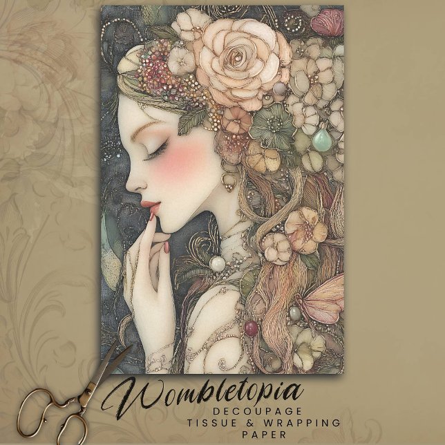 Papel De Seda Bonito Dama Floral Rosa com Decodificação de Borda (Criador carregado)