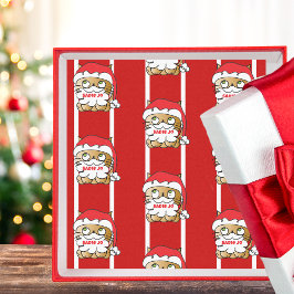 Papel De Seda Bonito, Engraçado Cartoon de Natal Gato Personaliz