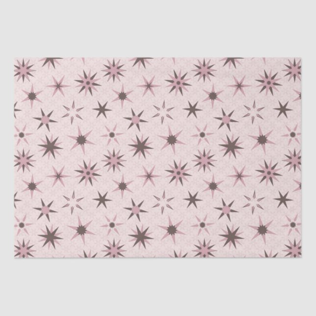 Papel De Seda Bonito Estrelas Geo Rosa - padrão. (Frente )