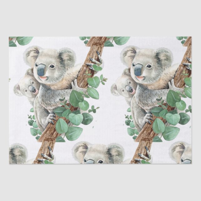 Papel De Seda Bonito Koala Bear Arte Animal Australiana (Frente )
