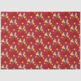 Papel De Seda Bonito Natal Rudolph Reindeer Vermelho