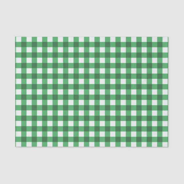Papel De Seda Bonito padrão de verificação de Gingham Verde (Frente )