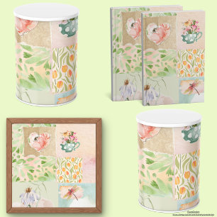 Papel De Seda Bonito pastel colagem floral Watercolor