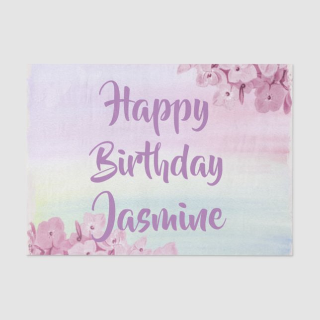 Papel De Seda Bonito Pastel Rosa Hidrangea Aquarela (Frente )