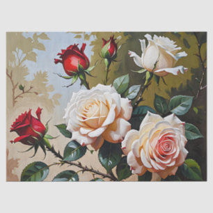 Papel De Seda Bonito pintura de branco rosa e rosa vermelha