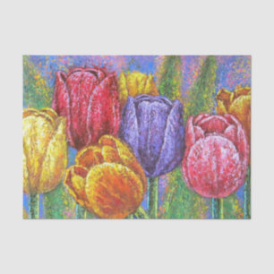 Papel De Seda Bonito pintura de dissociação de tulipas colorid