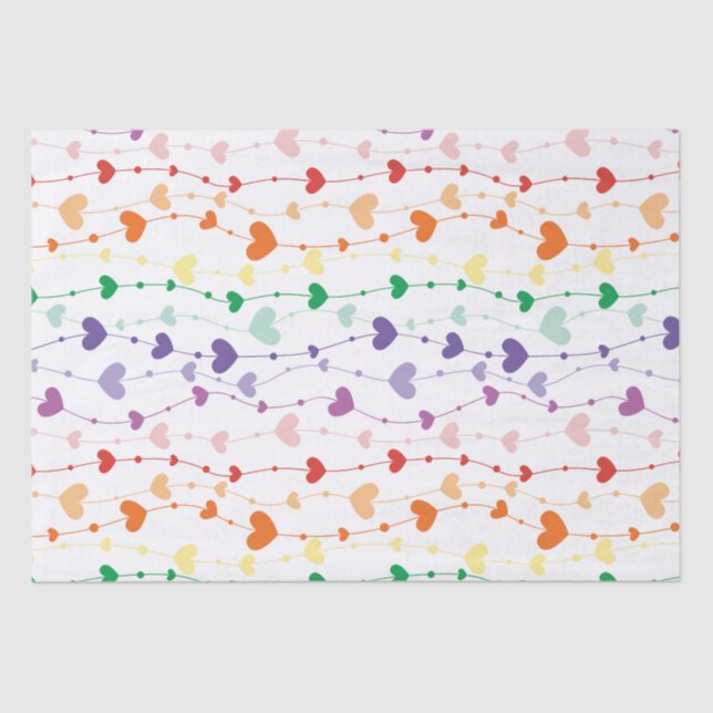Papel De Seda Bonito Rainbow Hearts Pattern Kids (Frente )